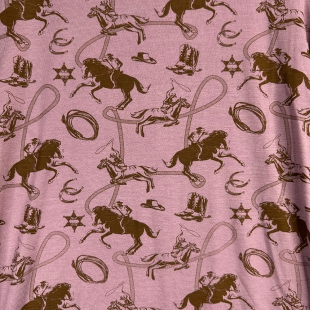 ARIAT Women's Shirt Roping Long Sleeve Top Graphic Print Mauve Bandit Town Print - Picture 6 of 11